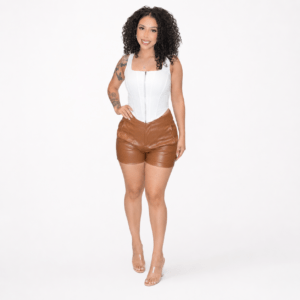 Cafe Faux Leather Shorts Set