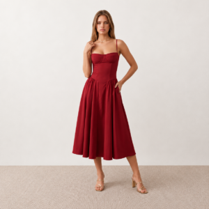 Daria Spaghetti Strap Sweetheart Midi Dress