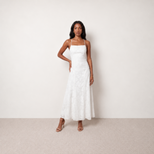 Selene Spaghetti Strap Lace-Up Maxi Dress